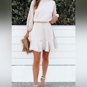 CALL ME ANGEL TEXTURED SATIN DRESS - CHAMPAGNE